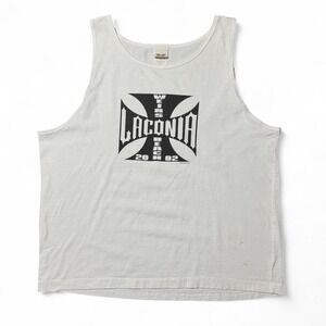 Vintage Y2K White Laconia Weirs Beach Biker Motorcycle Cross Graphic Muscle Tank